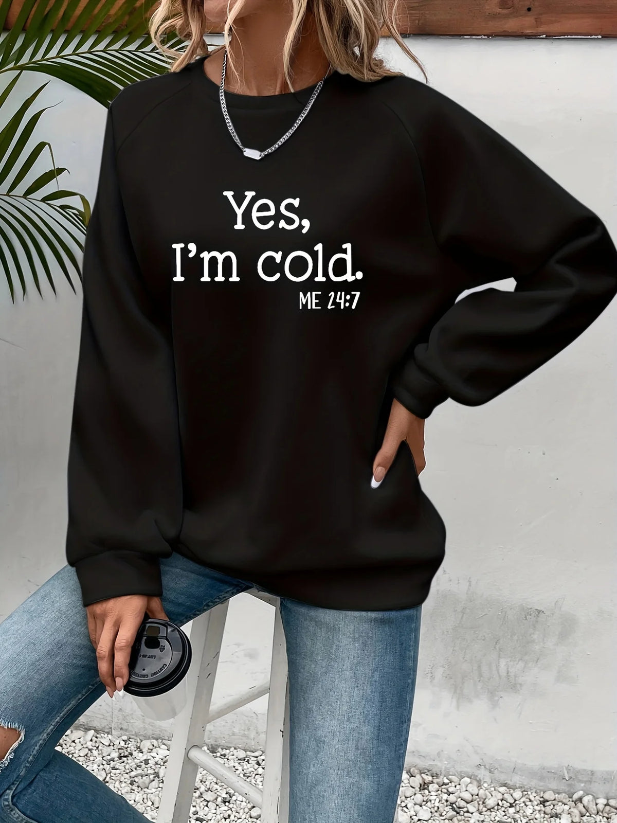 Sweat « Oui, j’ai froid » Polaire Oversize – Confort & Humour pour Femmes
