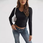 T-shirts unis décontractés et ajustés pour femmes