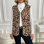 Gilets sans manches léopard amples pour femmes