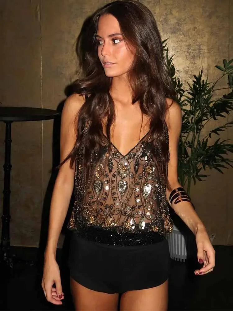 Top à Paillettes Femme – Tenue de Soirée