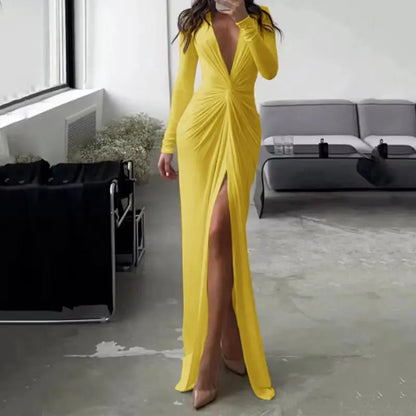 Robe de Soirée Femme – Décolleté V et Fente
