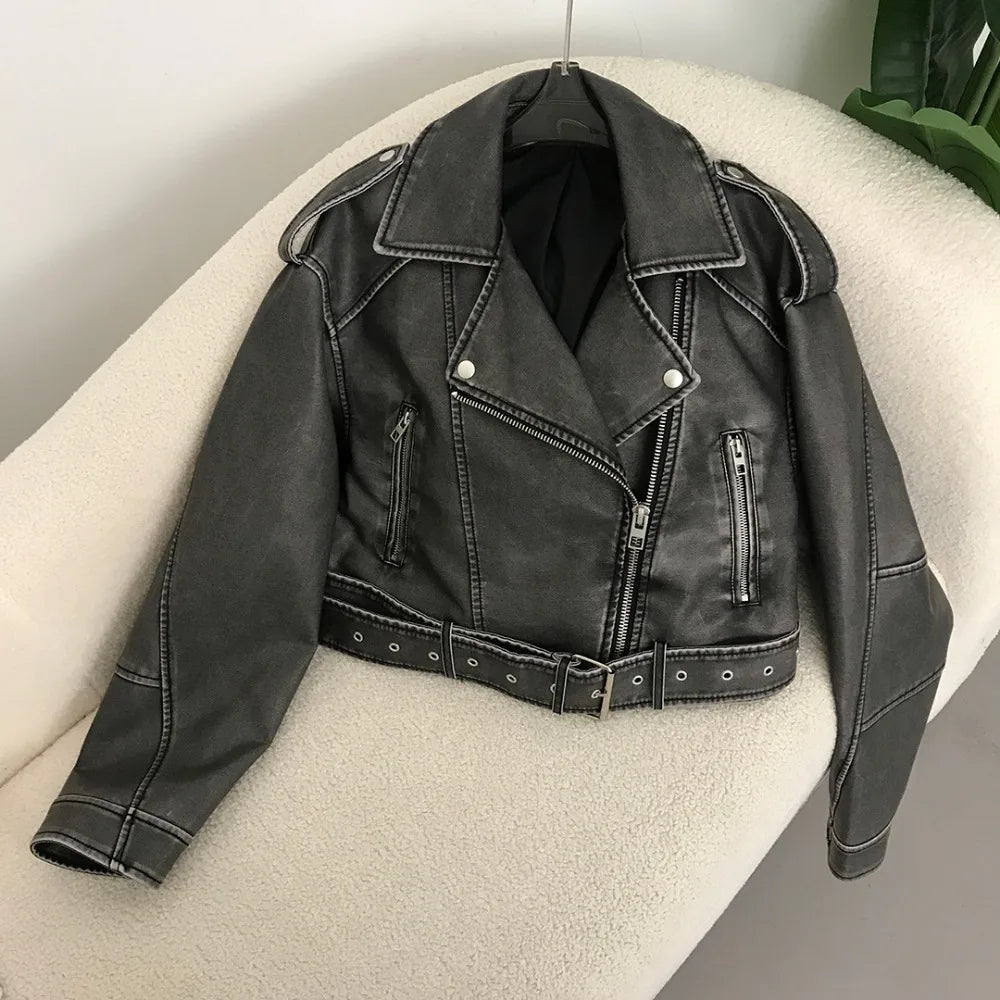 Veste en faux cuir pour femmes