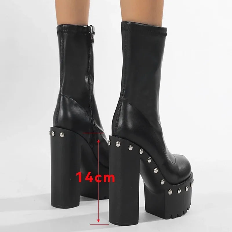 Bottines à plateforme et talons de 14cm pour femmes