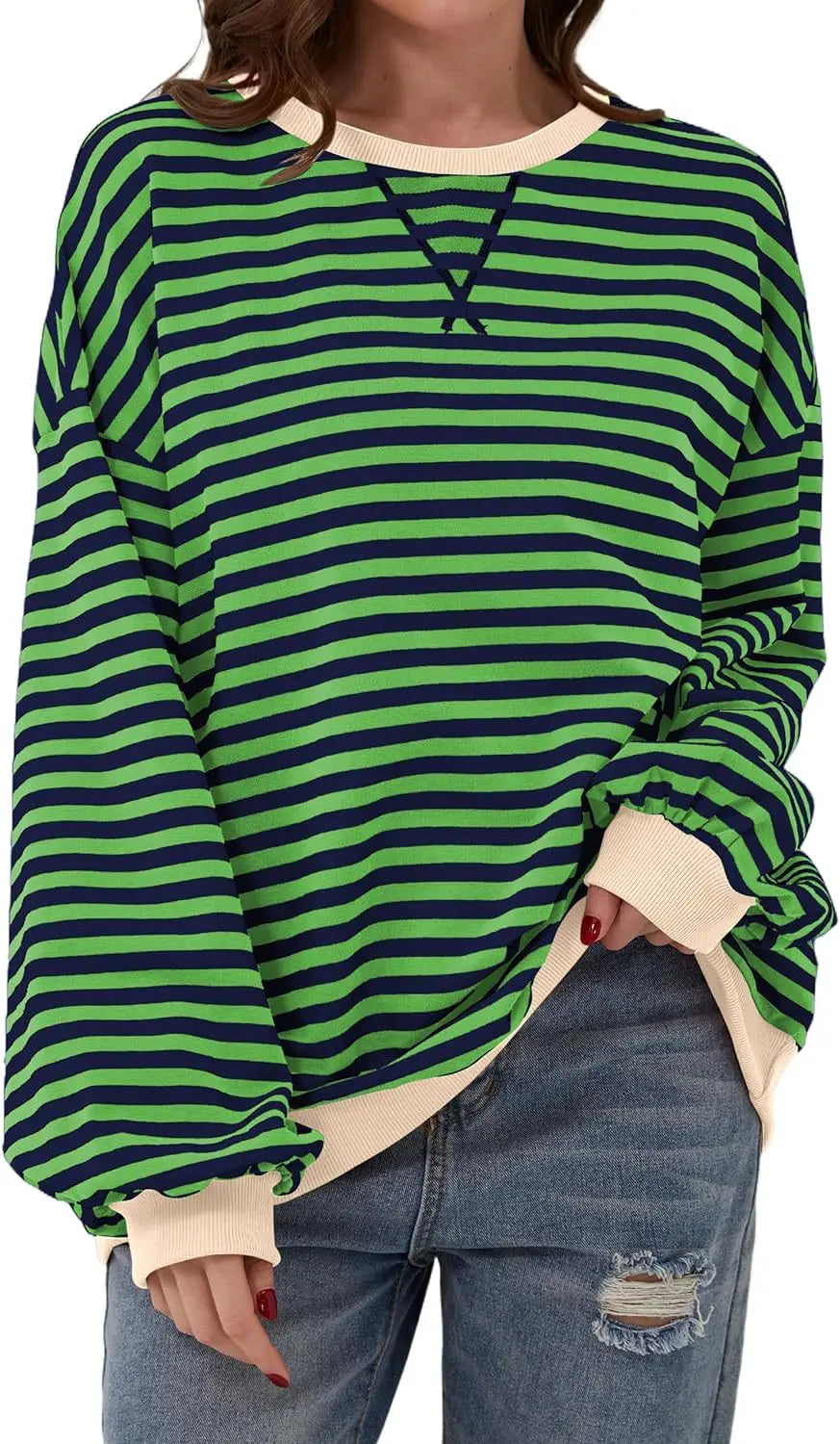 Sweat-shirt rayé surdimensionné pour femmes