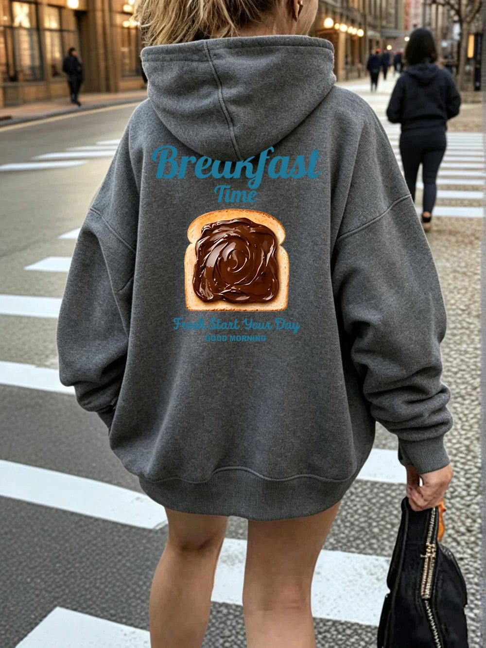 Sweat-shirt à capuche imprimé « Chocolate Toast Breakfast » pour femmes