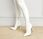 Botte en cuir verni bout pointu pour femmes