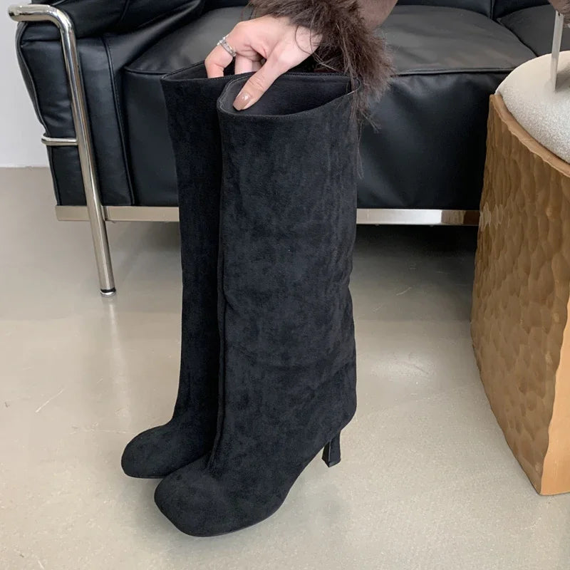 Bottes hautes à bout rond pour femmes