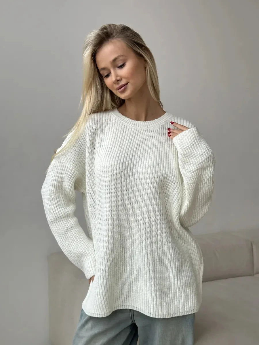 Pull basique tricoté col rond pour femmes
