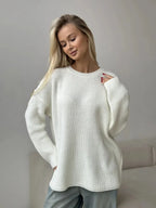 Pull basique tricoté col rond pour femmes