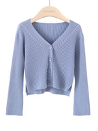 Cardigan court tricoté à manches longues pour femmes