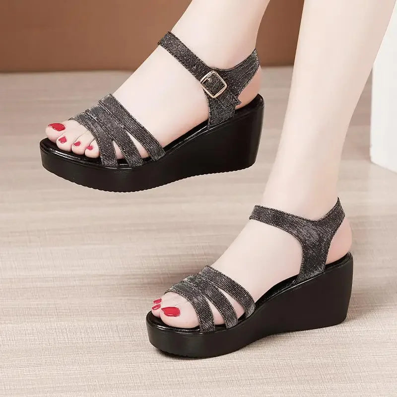 Sandales à talons compensés plate-forme d'été pour femmes