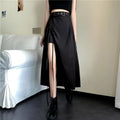 Jupe fendue mi-mollet style gothique sombre vintage pour femmes