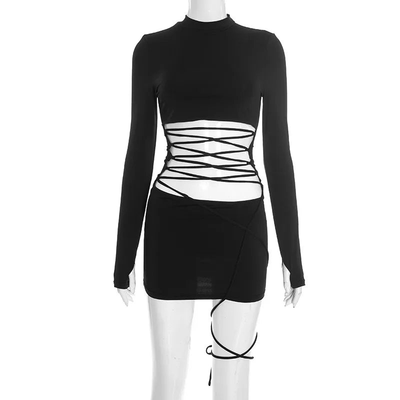 Mini robe à col roulé et manches longues pour femmes