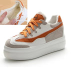 Baskets en cuir véritable à semelles compensées pour femmes