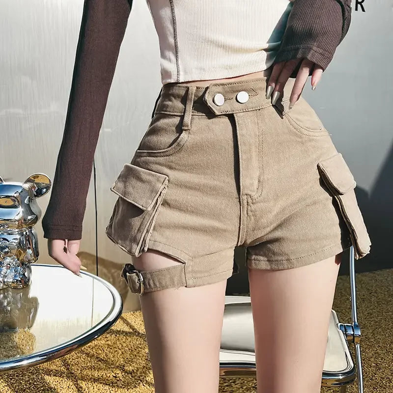 Short en jean taille haute pour femmes