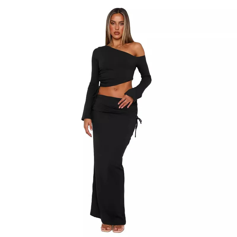 Ensemble robe longue et haut à manches longues pour femmes