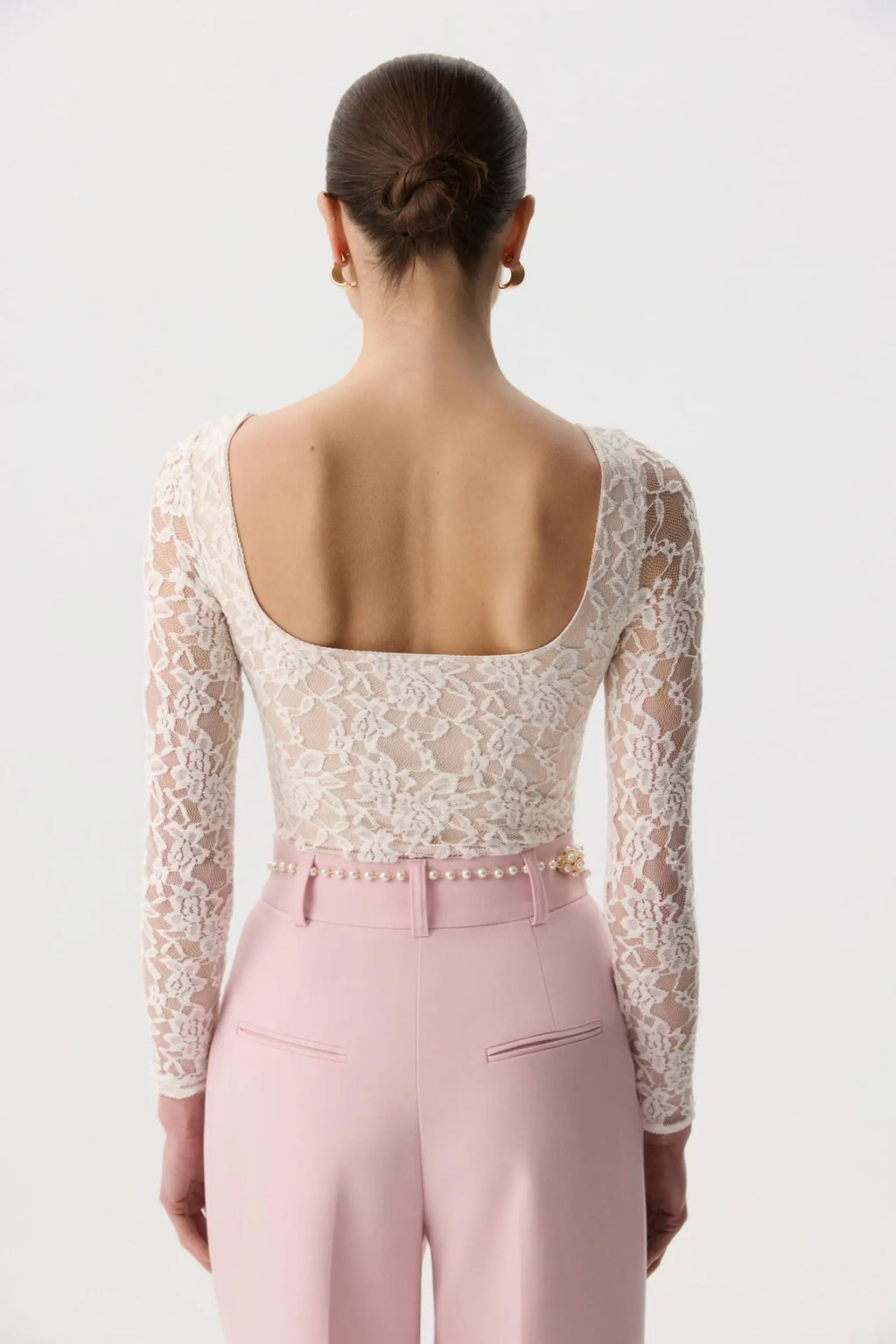 T-shirt en dentelle à manches longues pour femmes