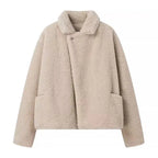 Veste ample en polaire et fourrure d'agneau pour femmes