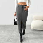 Jupe moulante droite vintage en jean pour femmes