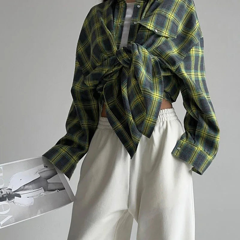 Chemise vintage à manches longues pour femmes