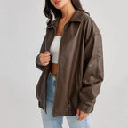 Veste en cuir PU hauts femmes