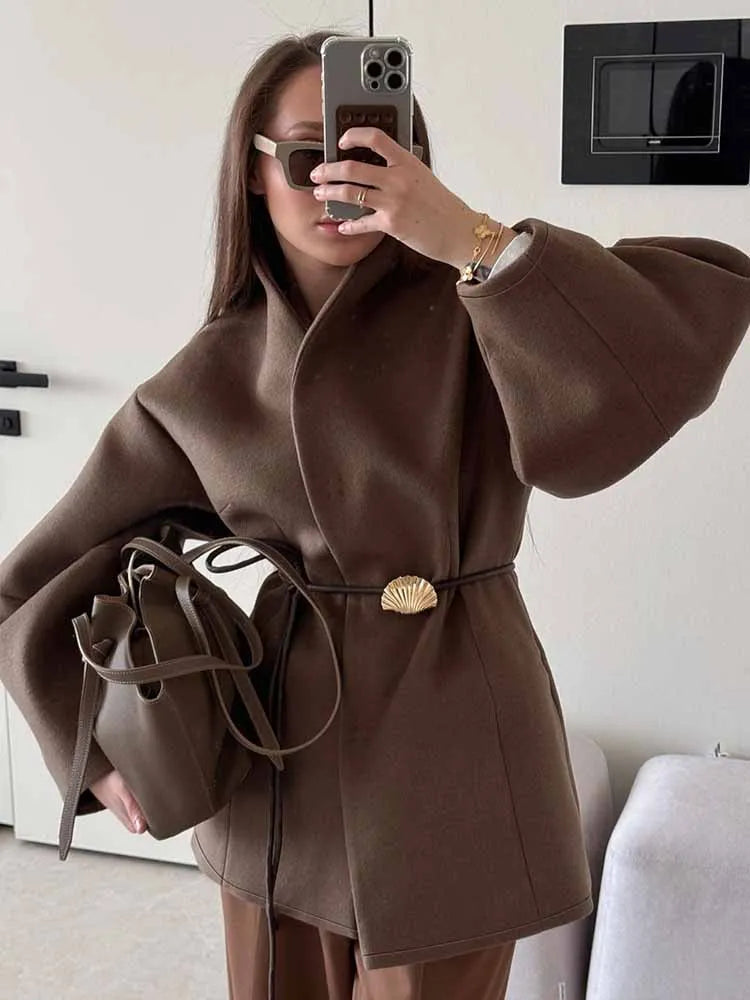 Vestes vintage marron à lacets pour femmes