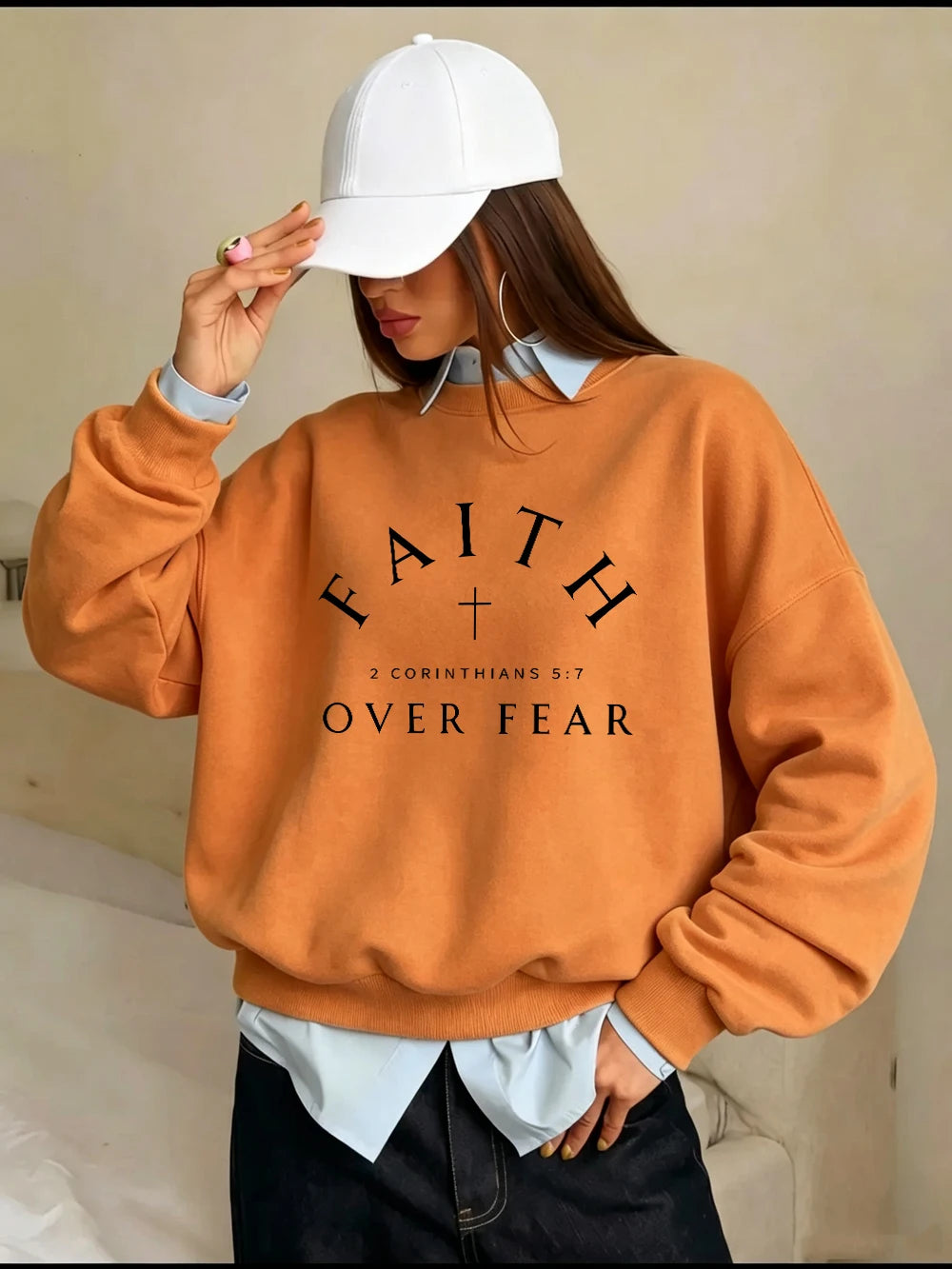 Sweat-shirts imprimés « La foi plutôt que la peur » pour femmes