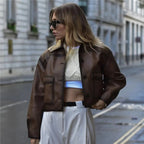 Blouson d'hiver en similicuir pour femmes