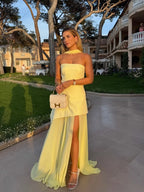 Robe longue en ruban sans bretelles pour femmes