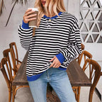 Sweat-shirt rayé surdimensionné pour femmes