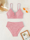 Maillot de bain deux pièces sexy à col en V profond pour femmes