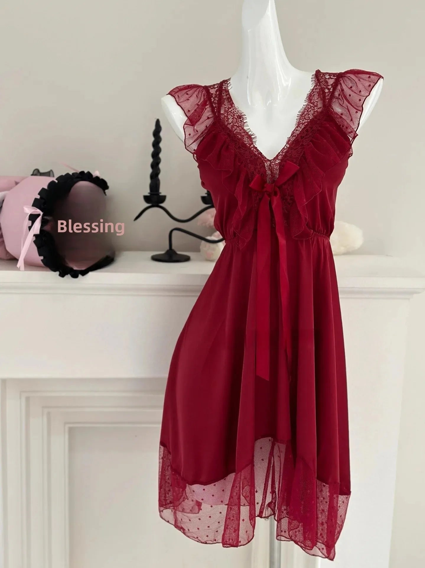 Chemise de nuit d'été sexy en dentelle fine pour femmes