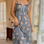 Robe de nuit rétro à volants pour femmes