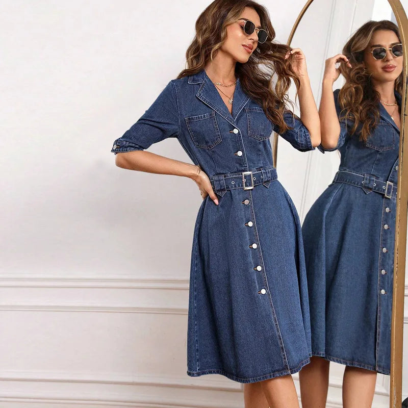 Robe en jean moulante amincissante pour femmes
