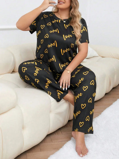 Pyjama Femme – Imprimé Cœurs et Lettres