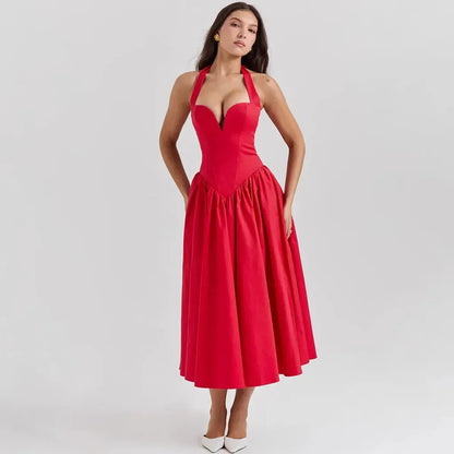 Robe Longue Femme – Col Licou et Broderies