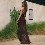 Robe moulante sexy à col en V et dos nu pour femmes