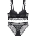 Ensemble soutien-gorge push-up en dentelle brodée et culotte pour femmes