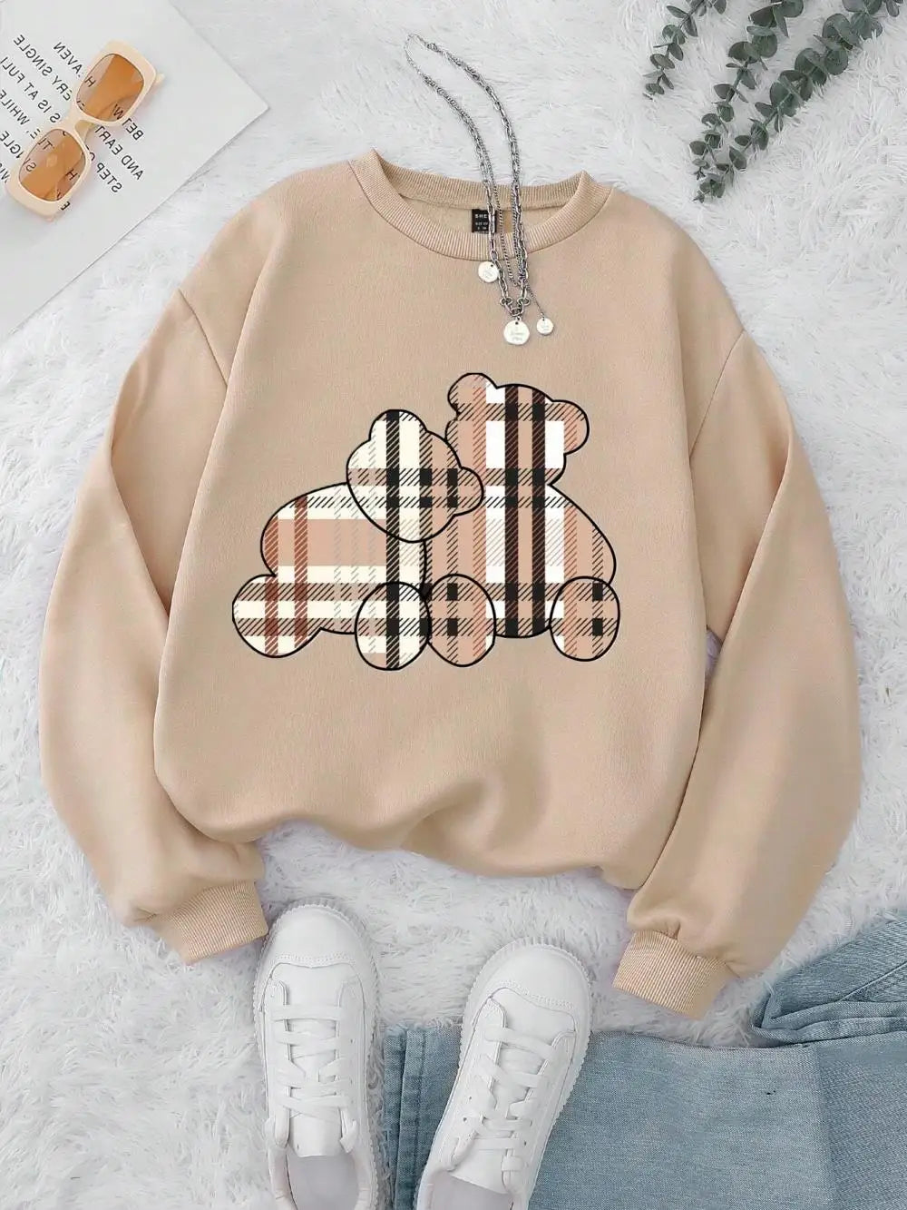 Sweat-shirt à capuche imprimé ours en peluche pour femmes