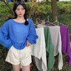Pull en tricot ajouré simple pour femmes