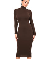 Robe à manches longues et col roulé pour femmes