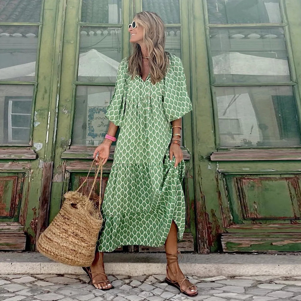 Robe longue à manches bouffantes pour femmes