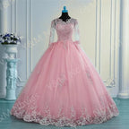 Robe de mariée à manches longues avec appliques en dentelle pour femmes