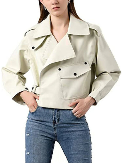 Veste femme noire en simili cuir style vintage