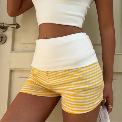 Short de Sport Femme – Taille Haute et Rayures