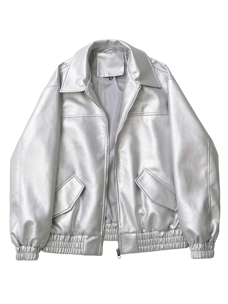 Veste vintage en faux cuir pour femmes