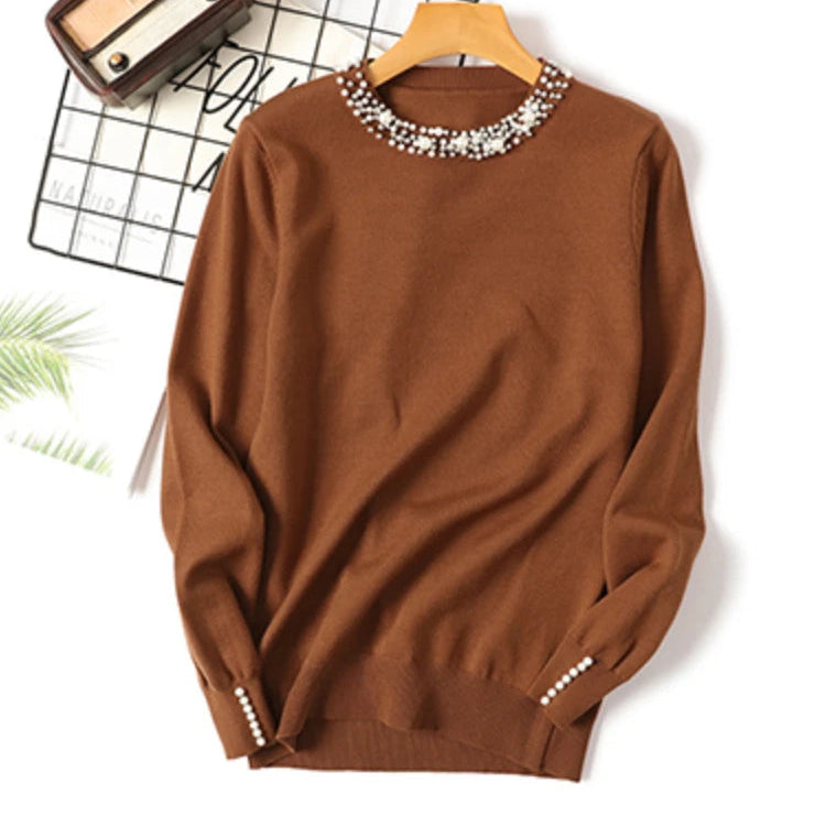 Pull chandails tricotés à manches longues pour femmes