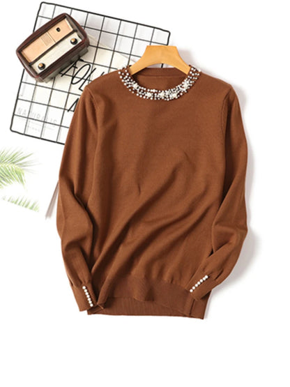 Pull Bicolore en Maille Femme – Manches Longues