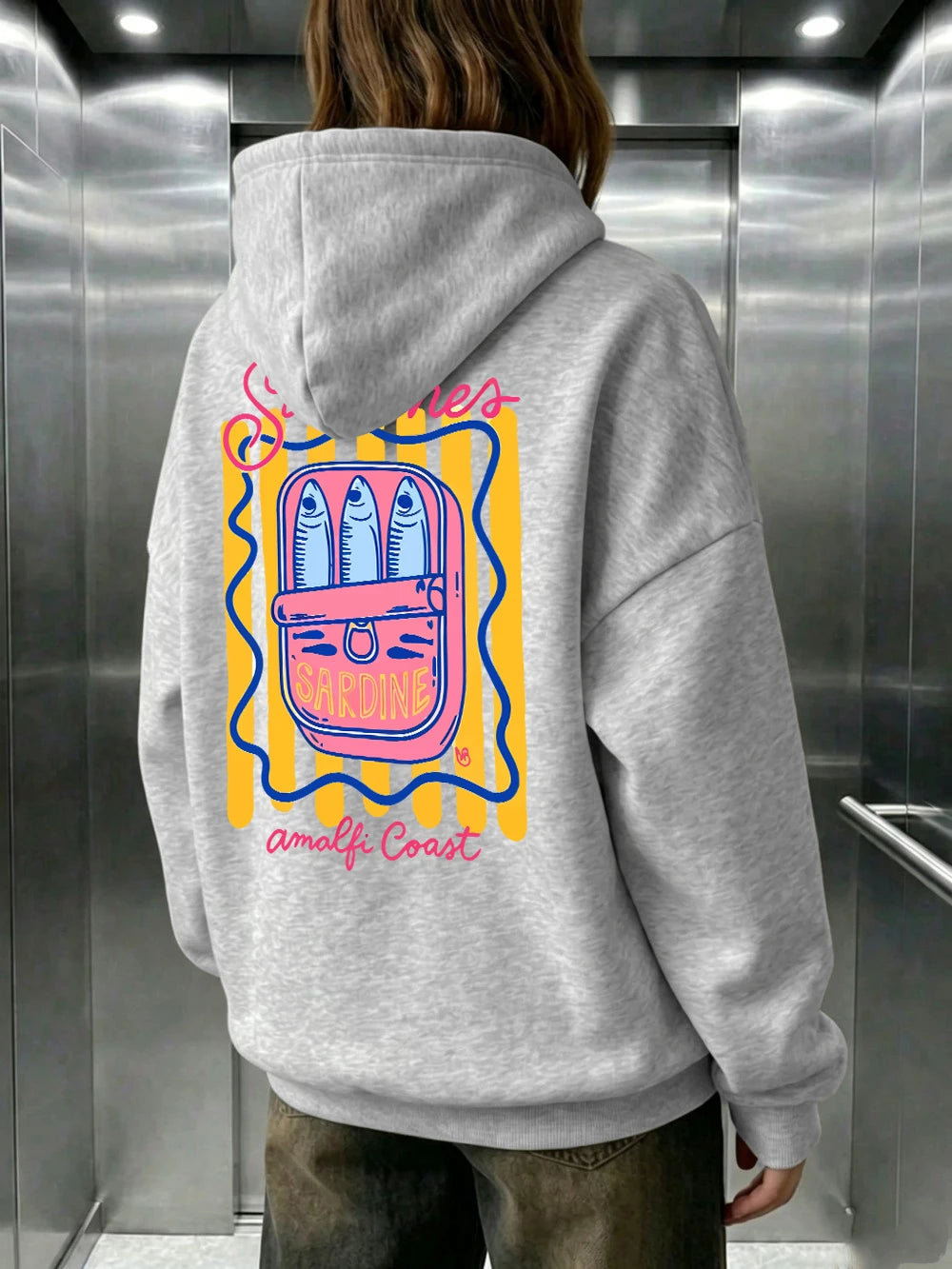 Sweat-shirts à capuche imprimés Sardines Amalfi Coast pour femmes