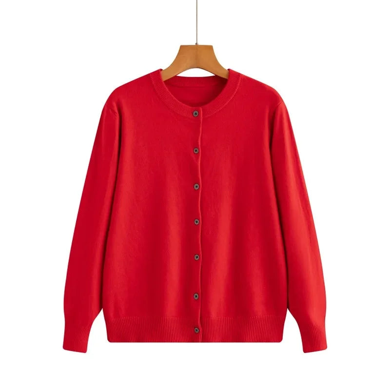 Cardigan tricoté à col rond pour femmes